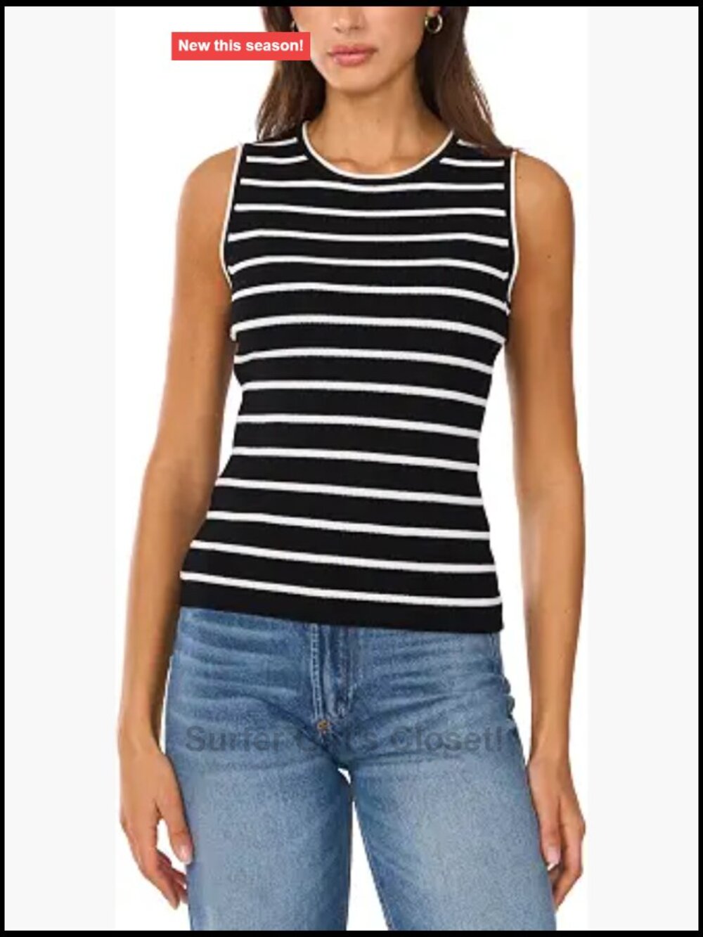 Vince Camuto Women's Striped Sleeveless Knit Tank Top Pullover Style